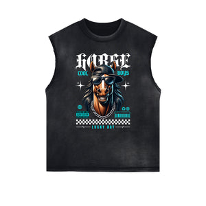 Sleeveless Black Streetwear Inspired Graphic Tee-INNBLAC Fashion Apparel