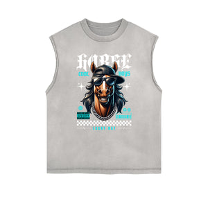 Stone Wash Streetwear Pattern Tank Top-INNBLAC Fashion Apparel