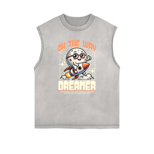 Sleeveless Rebellious Streetwear Pattern T Shirt-INNBLAC Fashion Apparel