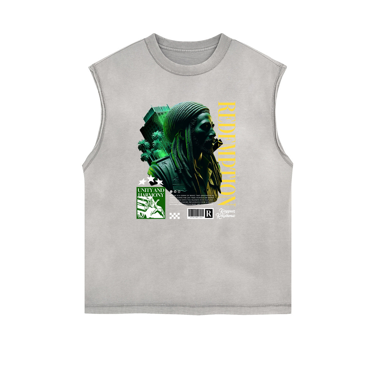 Sleeveless Rebellious Streetwear Pattern T Shirt-INNBLAC Fashion Apparel