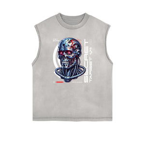 Sleeveless Rebellious Streetwear Pattern T Shirt-INNBLAC Fashion Apparel