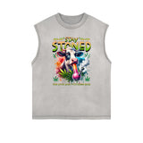 Sleeveless Rebellious Streetwear Pattern T Shirt-INNBLAC Fashion Apparel