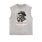 Sleeveless Rebellious Streetwear Pattern T Shirt-INNBLAC Fashion Apparel