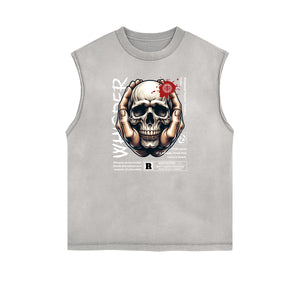 Sleeveless Rebellious Streetwear Pattern T Shirt-INNBLAC Fashion Apparel