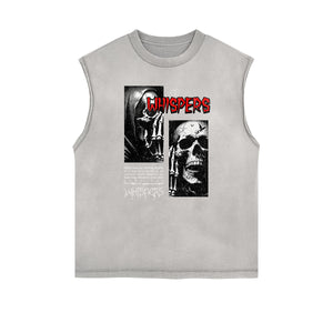 Sleeveless Rebellious Streetwear Pattern T Shirt-INNBLAC Fashion Apparel