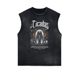 Sleeveless Streetwear Graphic Thick T Shirt-INNBLAC Fashion Apparel