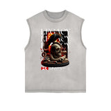 Street Style Washed Faded Thick Tank Top-INNBLAC Fashion Apparel