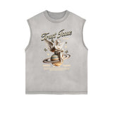 Street Style Washed Faded Thick Tank Top-INNBLAC Fashion Apparel