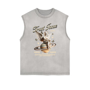 Street Style Washed Faded Thick Tank Top-INNBLAC Fashion Apparel