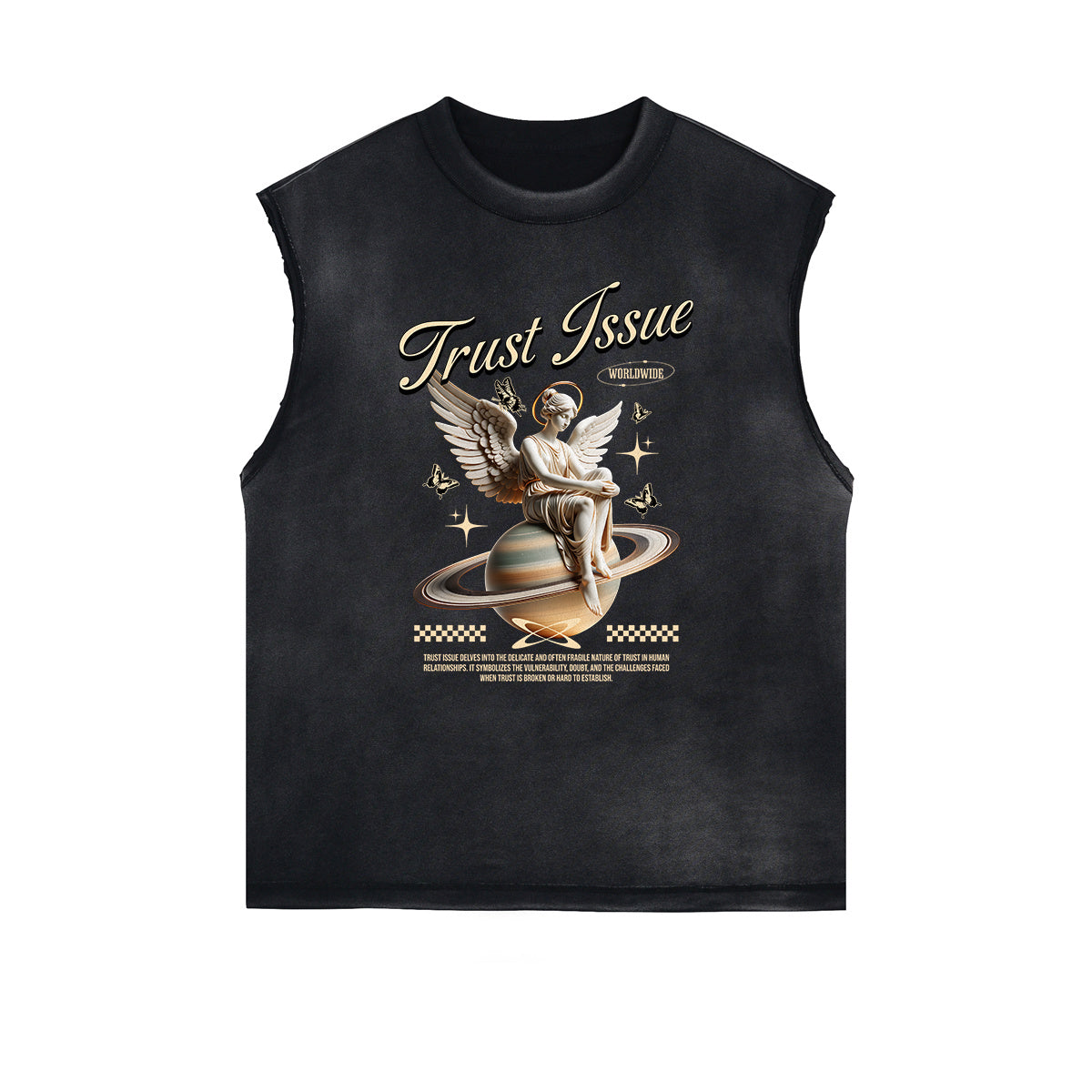 Sleeveless Streetwear Graphic Thick T Shirt-INNBLAC Fashion Apparel