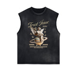 Sleeveless Streetwear Graphic Thick T Shirt-INNBLAC Fashion Apparel