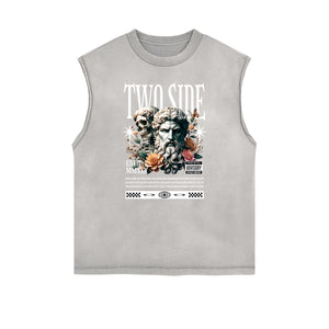 Street Style Washed Faded Thick Tank Top-INNBLAC Fashion Apparel