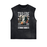 Sleeveless Streetwear Graphic Thick T Shirt-INNBLAC Fashion Apparel