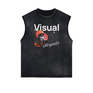 Sleeveless Streetwear Graphic Thick T Shirt-INNBLAC Fashion Apparel