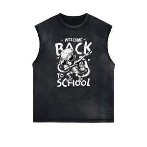 Sleeveless Streetwear Graphic Thick T Shirt-INNBLAC Fashion Apparel