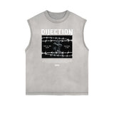 Street Style Washed Faded Thick Tank Top-INNBLAC Fashion Apparel