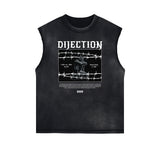 Sleeveless Streetwear Graphic Thick T Shirt-INNBLAC Fashion Apparel