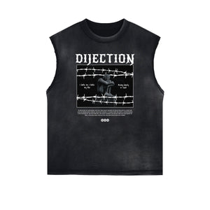 Sleeveless Streetwear Graphic Thick T Shirt-INNBLAC Fashion Apparel