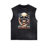 Sleeveless Streetwear Graphic Thick T Shirt-INNBLAC Fashion Apparel