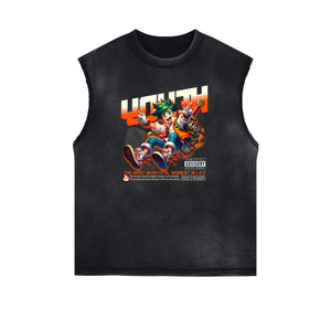 Sleeveless Streetwear Graphic Thick T Shirt-INNBLAC Fashion Apparel