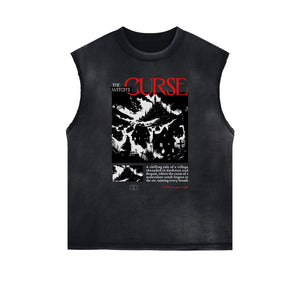 Sleeveless Streetwear Graphic Thick T Shirt-INNBLAC Fashion Apparel