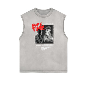 Street Style Washed Faded Thick Tank Top-INNBLAC Fashion Apparel