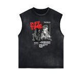 Sleeveless Streetwear Graphic Thick T Shirt-INNBLAC Fashion Apparel