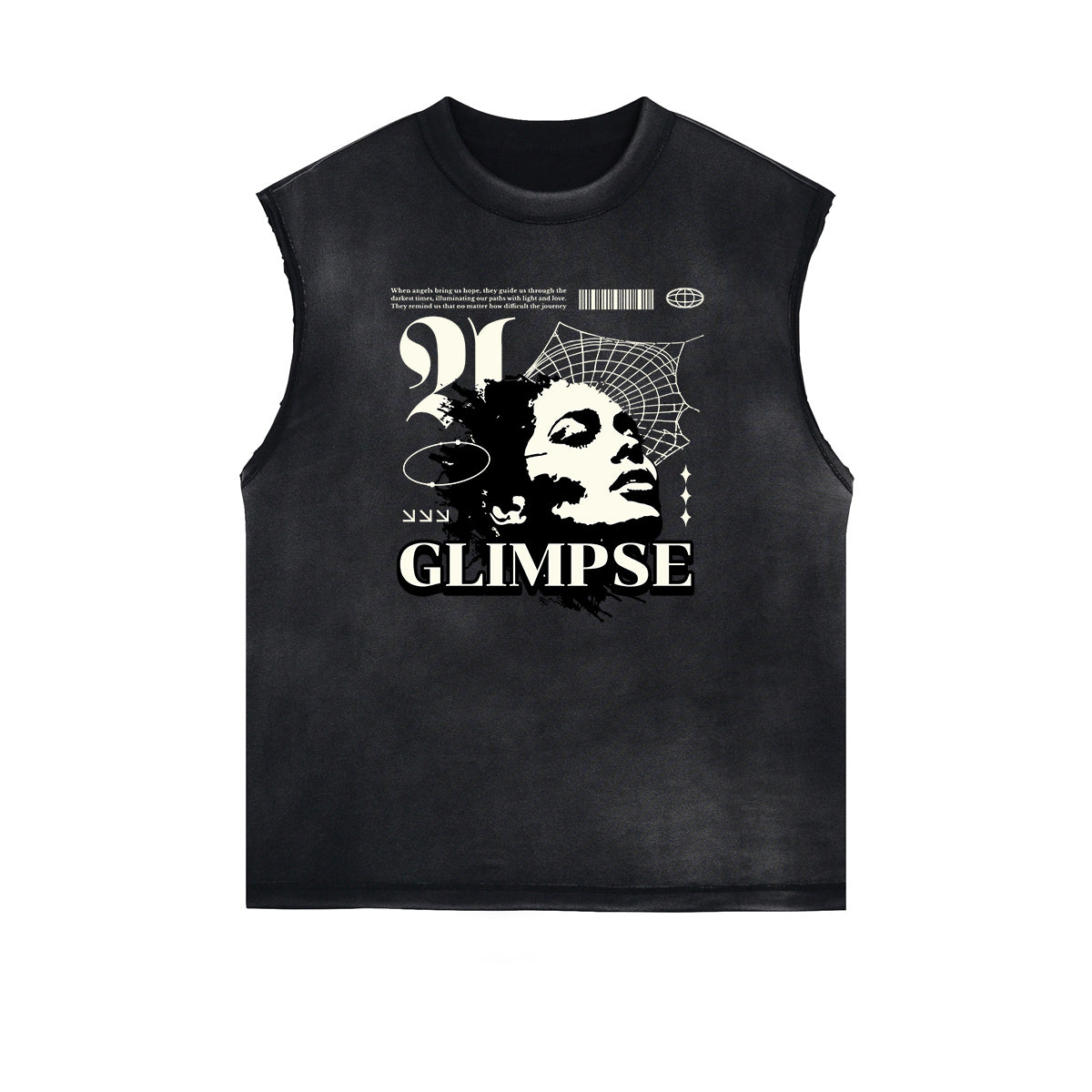 Sleeveless Streetwear Graphic Thick T Shirt-INNBLAC Fashion Apparel