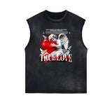 Washed Faded Cupid Statues Graphic Tank Top-INNBLAC Fashion Apparel