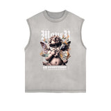 Sleeveless Stone Wash Cupid Statues Graphic Tee-INNBLAC Fashion Apparel