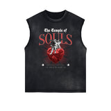 Washed Faded Cupid Statues Graphic Tank Top-INNBLAC Fashion Apparel