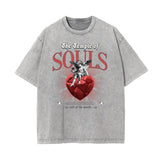 Washed Faded Cupid Statues Graphic Tee-INNBLAC Fashion Apparel