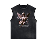 Washed Faded Cupid Statues Graphic Tank Top-INNBLAC Fashion Apparel