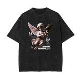 Stone Wash Cupid Statues Graphic Tee-INNBLAC Fashion Apparel