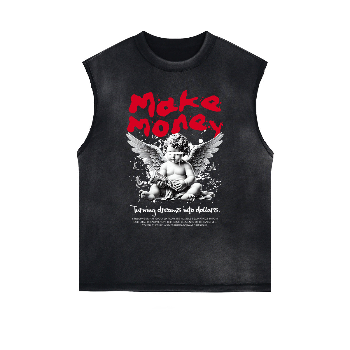 Washed Faded Cupid Statues Graphic Tank Top-INNBLAC Fashion Apparel