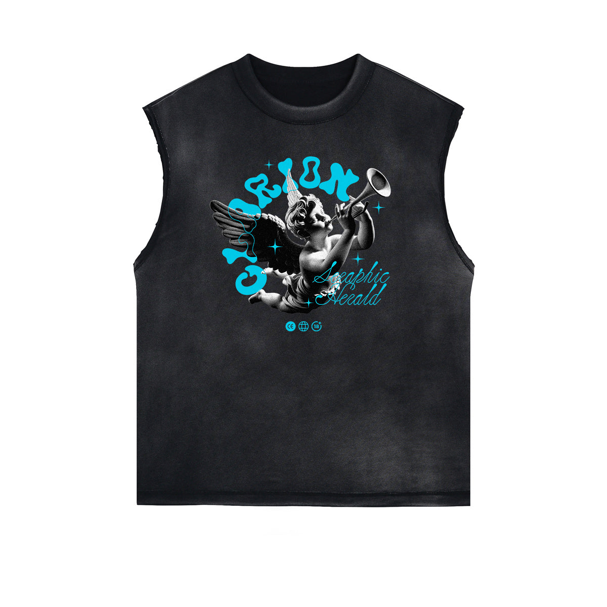 Washed Faded Cupid Statues Graphic Tank Top-INNBLAC Fashion Apparel