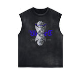 Washed Faded Cupid Statues Graphic Tank Top-INNBLAC Fashion Apparel