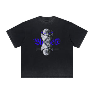 Faded Cupid Statues Pattern Tee-INNBLAC Fashion Apparel