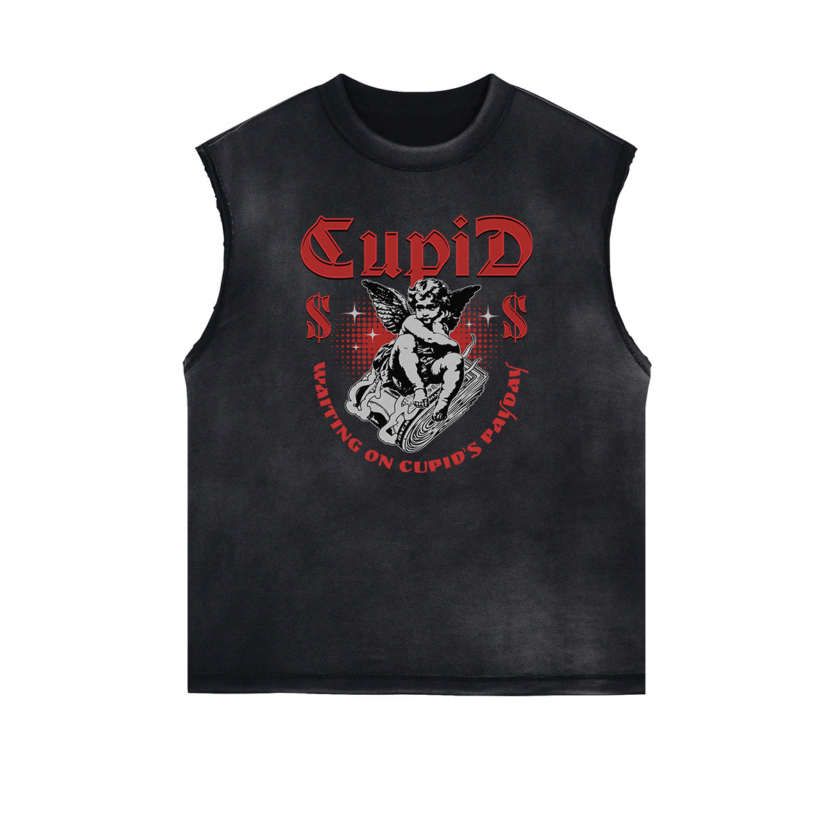 Washed Faded Cupid Statues Graphic Tank Top-INNBLAC Fashion Apparel