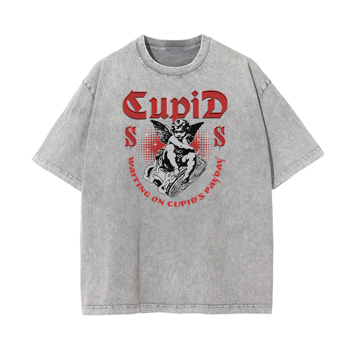 Washed Faded Cupid Statues Graphic Tee-INNBLAC Fashion Apparel