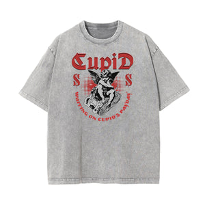 Washed Faded Cupid Statues Graphic Tee-INNBLAC Fashion Apparel