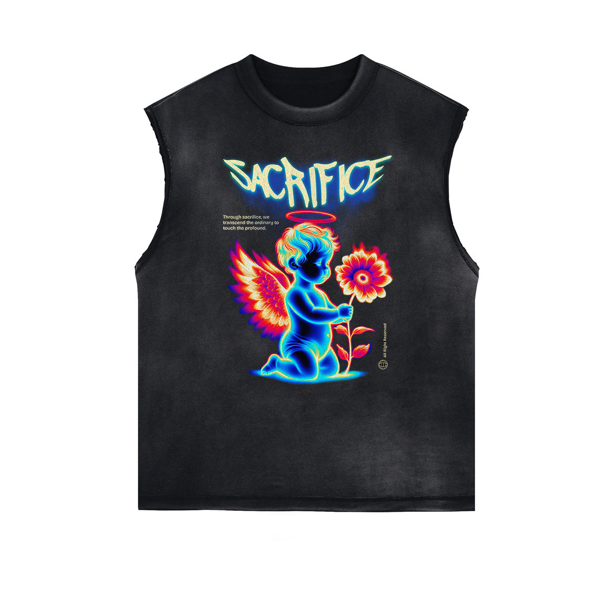 Washed Faded Cupid Statues Graphic Tank Top-INNBLAC Fashion Apparel