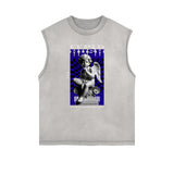 Sleeveless Stone Wash Cupid Statues Graphic Tee-INNBLAC Fashion Apparel