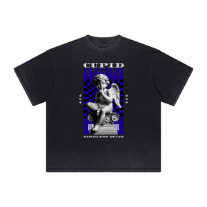 Faded Cupid Statues Pattern Tee-INNBLAC Fashion Apparel