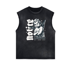 Sleeveless Cupid Streetwear Graphic T Shirt-INNBLAC Fashion Apparel