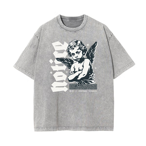 Washed Thick Cupid Pattern Tee-INNBLAC Fashion Apparel