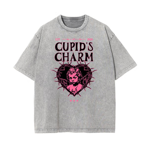 Washed Thick Cupid Pattern Tee-INNBLAC Fashion Apparel