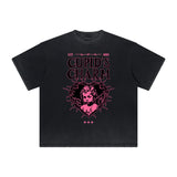 Heavyweight Washed Thick Cupid Pattern Tee-INNBLAC Fashion Apparel