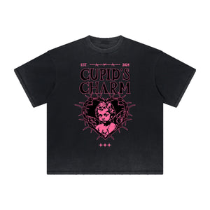 Heavyweight Washed Thick Cupid Pattern Tee-INNBLAC Fashion Apparel