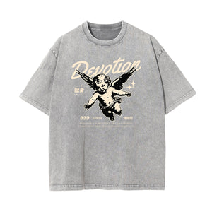 Washed Thick Cupid Pattern Tee-INNBLAC Fashion Apparel